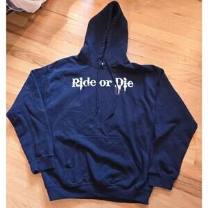 Ride or Die hoodie Gildan sz M Navy
